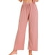 thumbnail image 1 of INSPIRAR CHIC Pantalones Palazzo de Pierna Ancha de Cintura Alta para Mujeres, Casual, con Cuerda, Cortos, L Rosa, 1 of 5
