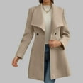 thumbnail image 2 of Women’s Long Wool Blend Coat – Winter Fall Fashion Notch Lapel Belted Trench Fully Lined winter coats for women, 2 of 4