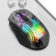 Save Big! Transparent RGB Gaming Mouse, 5-Gear DPI Adjustment, Wired, Wireless & Bluetooth Connection, for PC & Laptop Gaming