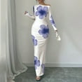 thumbnail image 4 of Long Sleeve Dress for Women Fashion Print Shoulder Hugging Hip Dress Long Sleeve Dress, 4 of 5