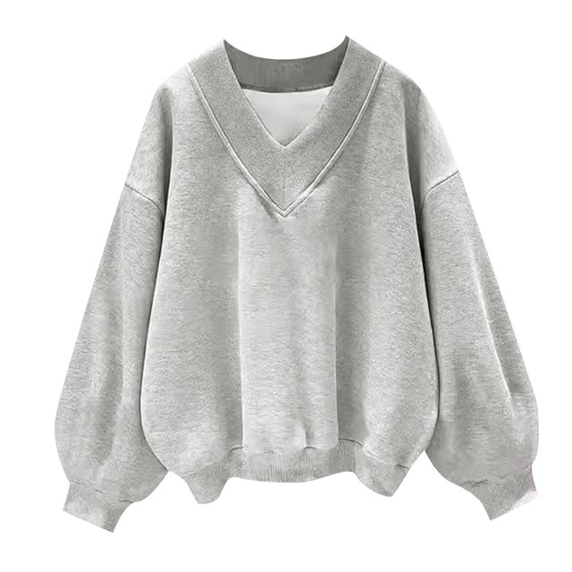 HBFAGFB Chandails en Molleton à Col Rond Mode Automne Décontracté Polyvalent T-Shirt à Manches Longues Gris Taille m