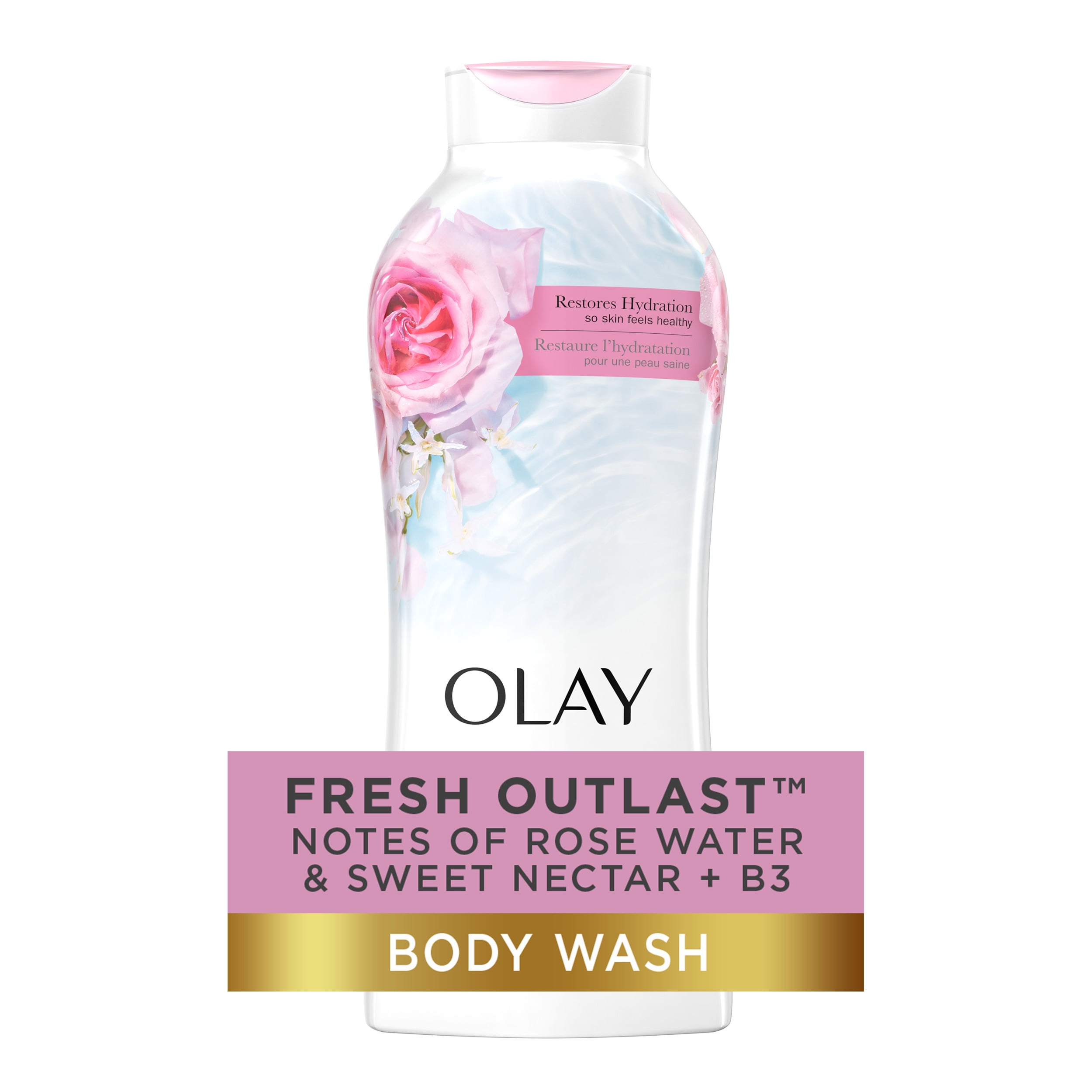 Olay Fresh Outlast Rose Water and Sweet Nectar Body Wash, 22 fl oz