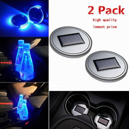 Solar Pals - 2PC Solar Cup Pad Car Accessories LED Light Cover Interior Decoration Lights