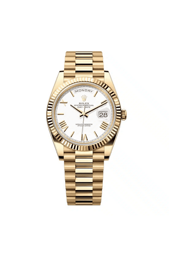 Pre-Owned Rolex Day Date 40 President White Roman Dial