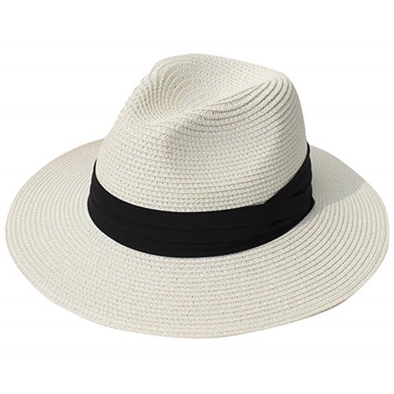 Nnhblu Beach Hats for Women Deals Clearance Womens Hats Unisex Wide Straw-Hat Straw Sunshade Panama Roll Up Fedora Beach Sun Hat Brown