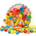 thumbnail image 1 of Bloques de madera con forma de erizo para niños, cuentas de frutas y verduras, juguetes de hilo de construcción, juguetes educativos para edades tempranas, regalos, 1 of 7