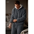 thumbnail image 4 of VUICANODON Men's Warm Fleece Hoodie Pajama Set Loose Loungewear For Men, 4 of 7