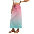 thumbnail image 4 of Gradient High Waisted Skirt, Casual Flowy Long Skirt with Slit and Pockets, Summer Ombre A-Line Slacks, 4 of 6