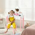 thumbnail image 2 of Gymax Kids Vanity Princess Makeup Dressing Table Stool Set W/ Mirror Drawer White, 2 of 9