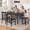 Black, variant on HOQBN Dining Table Set,Wooden Kitchen Table Set for 6,Farmhouse 7-Piece Dining Room Furniture for Small Space, Breakfast Nook, Apartment,Brown