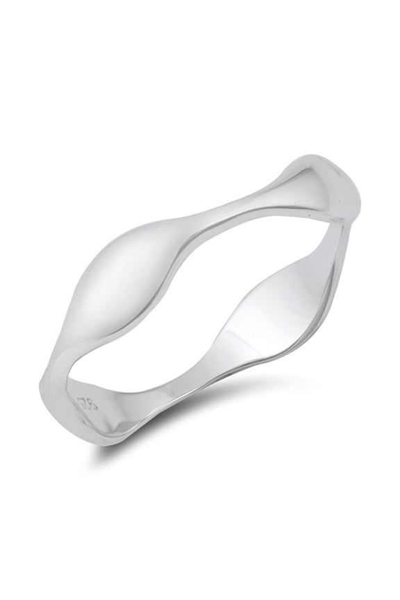 Polished Elegant Modern Wave Ring .925 Sterling Silver Band Jewelry Female Male Unisex Size 7