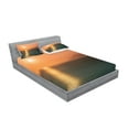 thumbnail image 2 of Ambesonne Nautical Fitted Sheet & Pillow Sham Set, Sunrise over Ocean, Queen, Orange Blue, 2 of 2