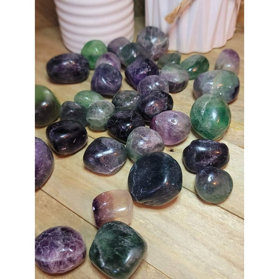 ONE RAINBOW FLUORITE TUMBLED STONE