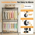 thumbnail image 2 of JOINSUN Heavy Duty Clothing Rack, Portable Closet Wardrobe with Wheels and Side Hooks, Adjustable Freestanding Hanger with Shelf，47.24"W x 17.72"D x 80.32"H, 2 of 7