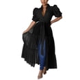 thumbnail image 2 of women short sleeve bodycon high low asymmetrical ruffle tunics blouse shirt top dress, 2 of 8