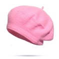 thumbnail image 2 of XIAOCHA Smooth Knit Beret Cap for Womens Solid Slim Fit Urban Roam Beret Hats,Pink, 2 of 4