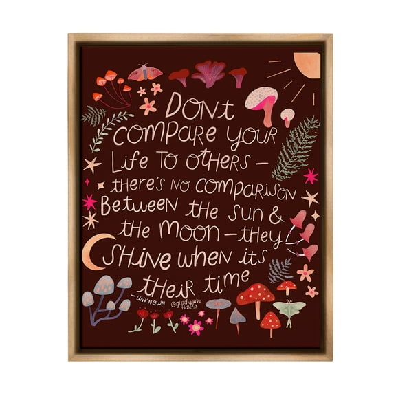 Stupell Industries Inspirational Nature Quote Inspirational Painting Brown Floater Framed Canvas Art Print Wall Art, 17 x 21