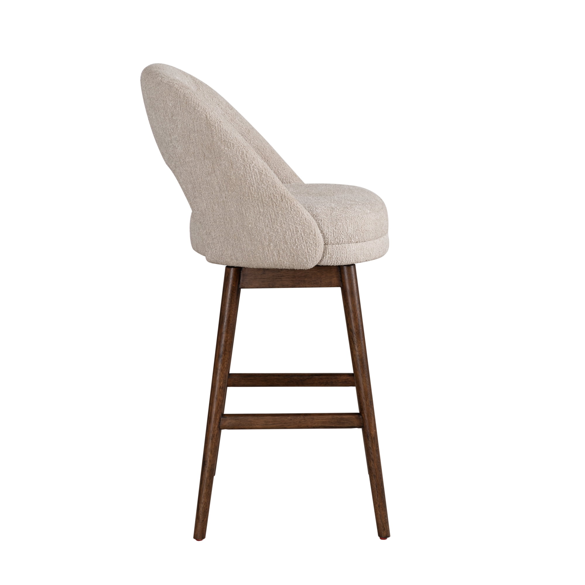 Adrian Brown Solid Wood Upholstered 30" Bar Height Swivel Barstool with Ancient Stone Fabric Seat - Set of 3