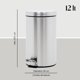 thumbnail image 4 of Botes de Basura 12L Metalico Acero Inox C/Pedal Cocina 2pzas, 4 of 7