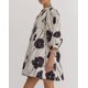thumbnail image 3 of Minivestido EZAPINE para mujer con estampado floral, cuello en V, mangas 3/4 abullonadas en una línea, volantes y fluidos, vestidos de sol de verano, blancos, 3 of 6