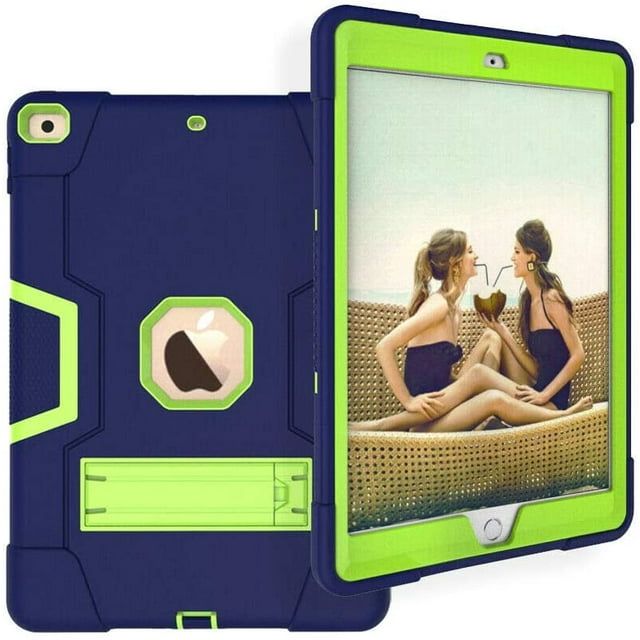Mignova for New iPad 7th Generation 10.2" 2019 / iPad 10.2 Case, Hybrid Rugged Heavy Duty Defender Shockproof Protective with Built-in Kickstand for Apple iPad 10.2 Inch 2019 (Navy/Green)