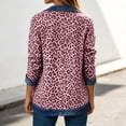 thumbnail image 6 of Miaoju Womens Leopard Denim Patchwork Collared Shirt Jacket Casual Long Sleeve Button Front Denim Blazer Lightweight Shacket, 6 of 9