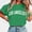 Green, variant on YHAJDS T Shirts for Women Short Sleeve Round Neck Letter Print Casual Pullover Summer