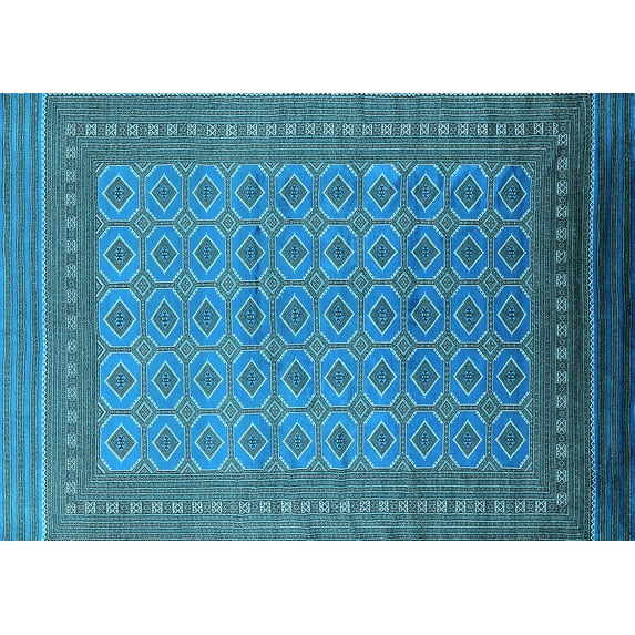 Ahgly Company Indoor Rectangle Oriental Light Blue Industrial Area Rugs, 7' x 10'
