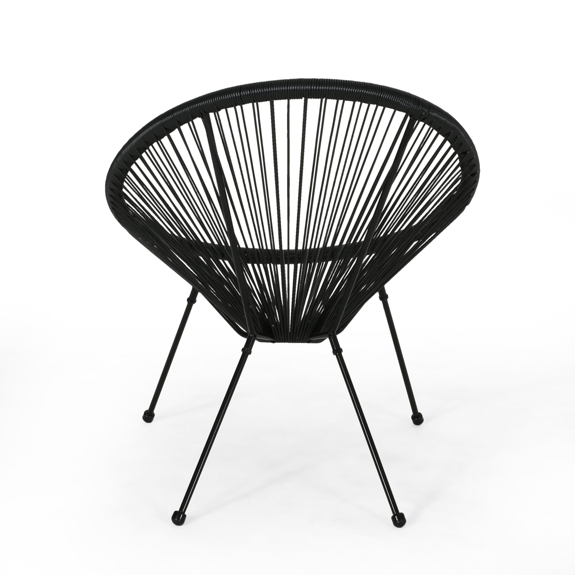 Leumius Set of 2 Modern Accent Chair with PE Rattan, Outdoor Accent Chair for Pool Beach Patio Lawn Black