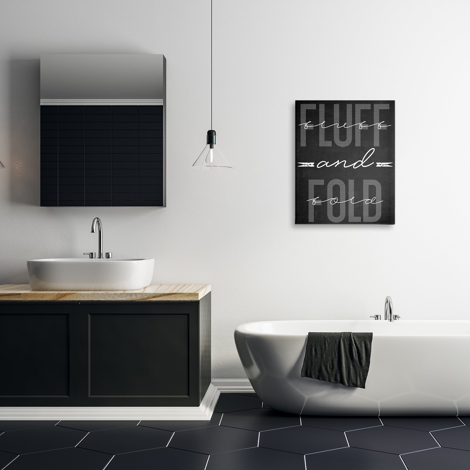 Fluff & Fold Black Minimal Canvas Wall Art, design by Marcus Prime