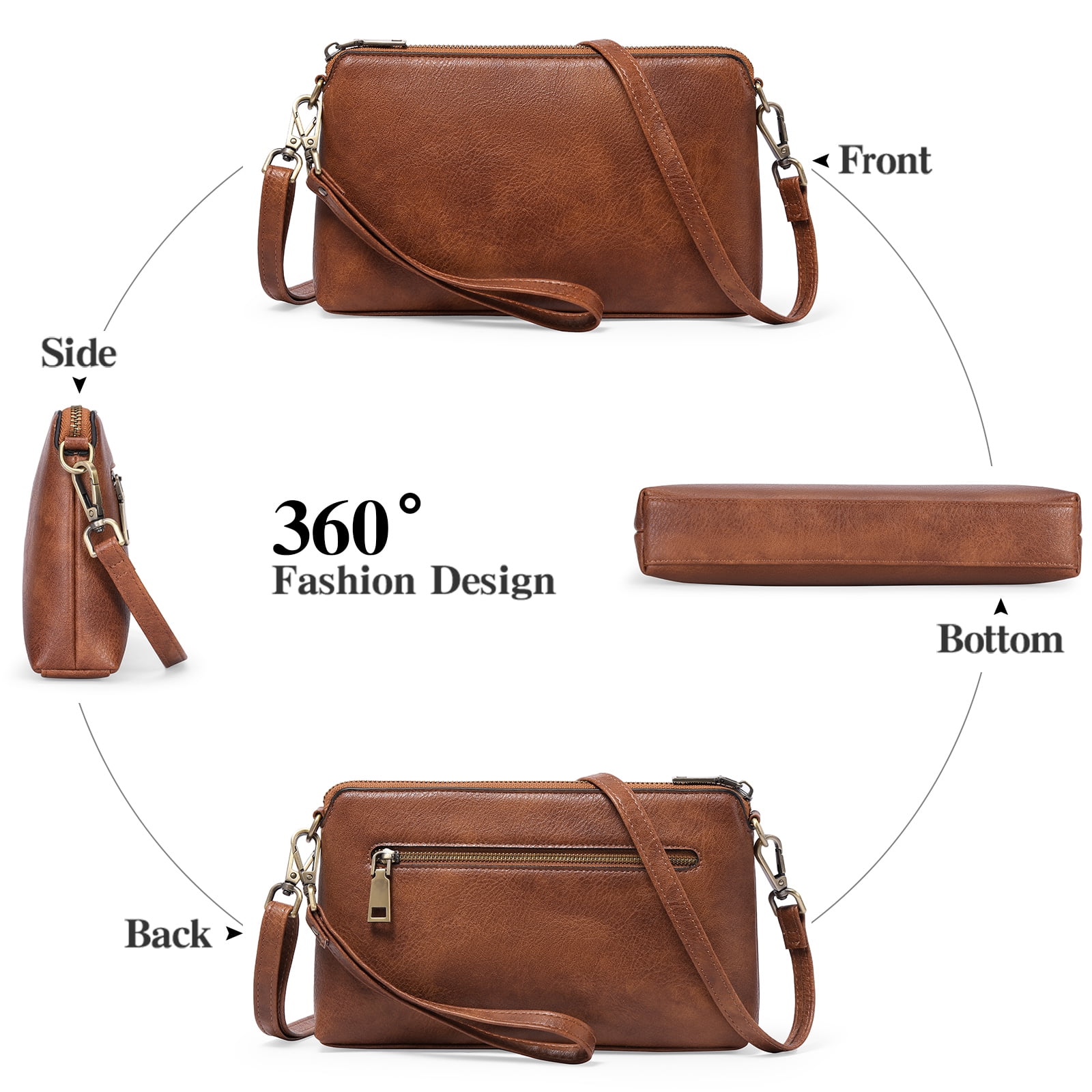 GAEKEAO Crossbody Bags for Women RFID Blocking Leather Shoulder Purse with Adjustable Strap & Top Zipper