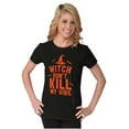 thumbnail image 3 of Halloween Witch Don't Kill My Vibe Womens Slim Fit Graphic Tee Brisco Brands L, 3 of 5