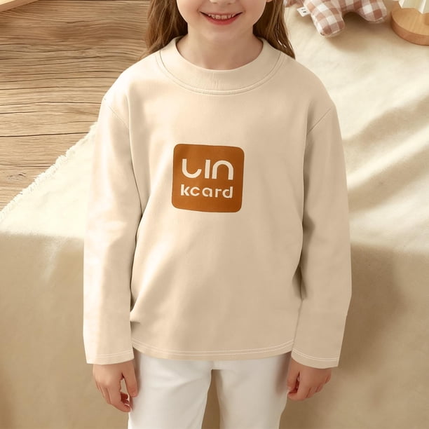 Blusas y camisas de manga larga con cuello redondo para niños, primavera y otoño, color liso, cuello redondo, informal, holgadas, finas, de poliéster, para todas las edades.