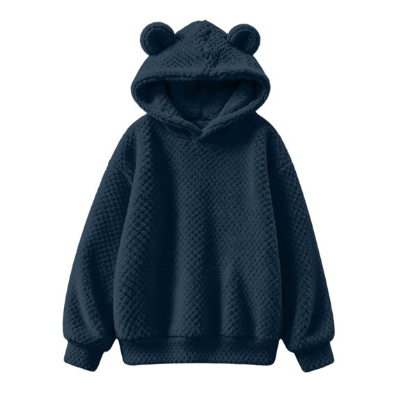 Hurxie Cute Teddy Bear Ears Hoodie Long Sleeve Soft Warm Fleece Homewear