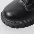 thumbnail image 4 of KPOPLK Fall Winter Girls Solid Combat High Boots Adjustable Buckle Strap Lace-up Boots Casual Knight Boots(1,Black), 4 of 9