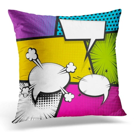 Bosdeco Pop Comics Book Magazine Cartoon Funny Vintage Strip Text Speech Bubble Balloon Box Message Burst Bomb Pillowcase Pillow Cover Cushion Case 20x20 Inch Walmart Canada