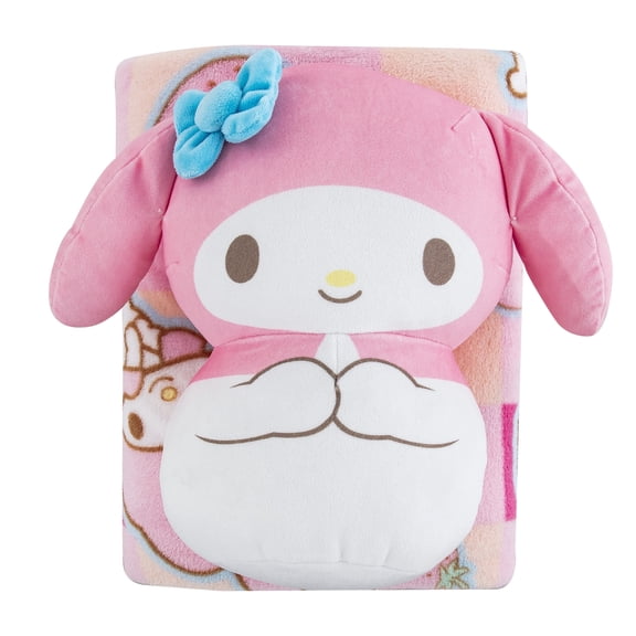 Sanrio Me Myself Melody Silk Touch Throw Blanket 50X60 inches and Hugger Set, 11 inches