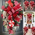 thumbnail image 6 of Christmas Candy Cane Wreath for Front Door Red White Candy Cane Wreath Teardrop Christmas Stairway Decorations Christmas Wreath Christmas Ball Onrnament for Home Indoor Decor Home Decor, 6 of 6