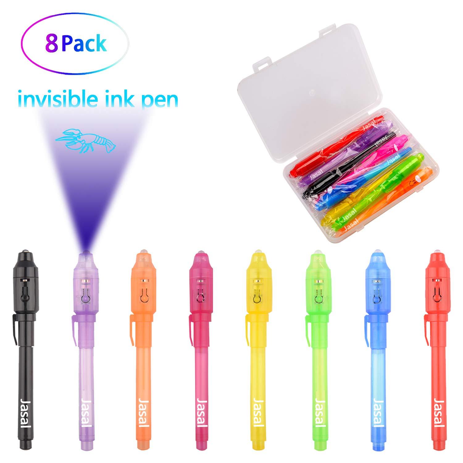 jasal invisible ink pen,secrect message pens,magic marker with uv light spy pen for gift,kid