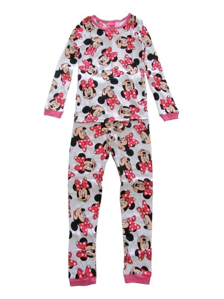 Girls Kids Official Licensed Disney Minnie Mouse Long Sleeve Pyjamas PJs 