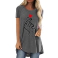 thumbnail image 2 of Hauts d'Été Grande Taille pour Femmes Mode Décontractée Imprimé Col Rond T-shirt Manches Courtes Ample Blouse Chandail Col en V T-shirt Femmes en Solde, 2 of 5