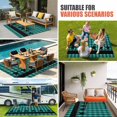 thumbnail image 4 of Teal Black Plaid Outdoor Rug for Patio/Deck/Porch, Non-Slip Large Area Rug 6 x 9 Ft, Farmhouse Retro Star Abstract Checked Indoor Outdoor Rugs Washable Area Rugs, Reversible Camping Rug Carpet Runner, 4 of 8