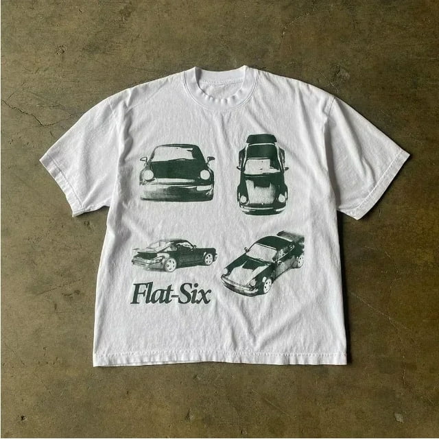 Kawaii Oversized Pattern Y2K New Retro Pure Cotton Print Plus Size Round Neck Loose T-shirt Men's Street Couple Clothing