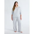 thumbnail image 2 of Joyspun Women's Fleece Long Sleeve Top and Straight Leg Pants Lounge Set, 2-Piece, Sizes XS-3X, 2 of 4