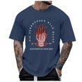 thumbnail image 1 of LUOGENLI T-shirts pour Hommes Thème Imprimé Décontracté Col Rond Graphique Feu Grande Taille Chemise Imprimée Couleur Unie Manches Courtes Haut T-shirts Graphiques Drôles Pâques Marine L, 1 of 1