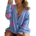 thumbnail image 3 of Txlixc Cárdigan con botones para mujer, ropa de abrigo con cuello en V con estampado de corazón/flor Txlixc moda, 3 of 7
