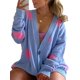 thumbnail image 3 of Txlixc Cárdigan con botones para mujer, ropa de abrigo con cuello en V con estampado de corazón/flor Txlixc moda, 3 of 7