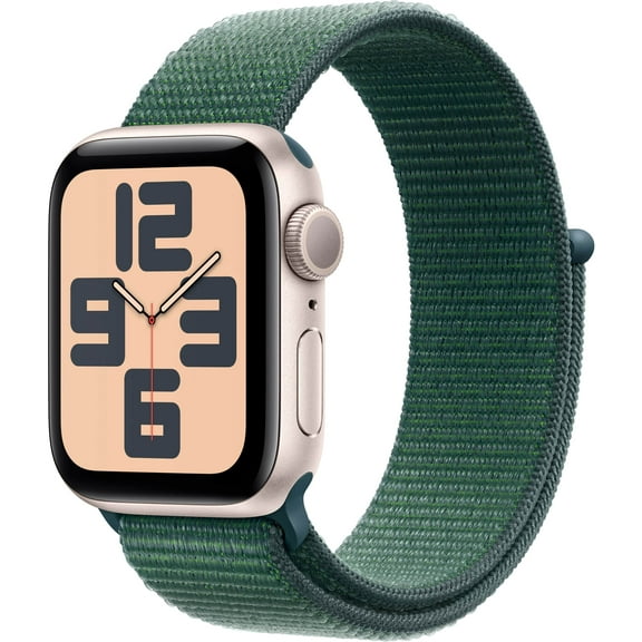 Pre-Owned Apple Watch SE (2nd Gen) [GPS 40mm] Smartwatch with Starlight Aluminum Case with Lake Green Sport Loop