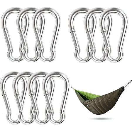ZHZFKQ 2026 New 10 Stainless Steel Carabiner Clips Waterproof Rust Resistant for Sports for Camping Hiking Climbing Outdoor Activities Gear Attachment Equipment Hanging