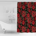 thumbnail image 4 of 72x78 Inch Shower Curtain Christmas Poinsettia Bathroom Decor Waterproof Fabric Bathtub Bath Curtains Decorative Xmas Floral Botanical Red Black Extra Long Shower Curtain Set with Hooks, 4 of 6
